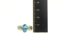 Load image into Gallery viewer, 14K Oval London Blue Topaz Diamond Green Enamel Ring Yellow Gold