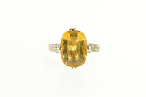 14K Pear Citrine Diamond Pave Cocktail Ring Yellow Gold