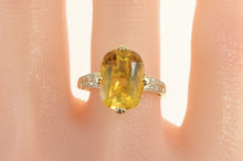Load image into Gallery viewer, 14K Pear Citrine Diamond Pave Cocktail Ring Yellow Gold