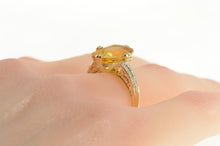 Load image into Gallery viewer, 14K Pear Citrine Diamond Pave Cocktail Ring Yellow Gold