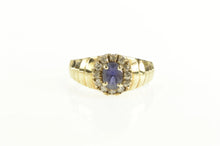 Load image into Gallery viewer, 10K Natural Sapphire Diamond Halo Engagement Ring Yellow Gold