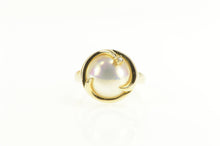 Load image into Gallery viewer, 14K Retro Mabe Pearl Diamond Accent Swirl Ring Yellow Gold