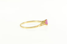 Load image into Gallery viewer, 14K Art Deco Pink Sapphire Etched Statement Ring Yellow Gold