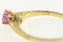 Load image into Gallery viewer, 14K Art Deco Pink Sapphire Etched Statement Ring Yellow Gold