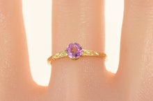 Load image into Gallery viewer, 14K Art Deco Pink Sapphire Etched Statement Ring Yellow Gold