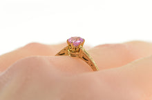 Load image into Gallery viewer, 14K Art Deco Pink Sapphire Etched Statement Ring Yellow Gold