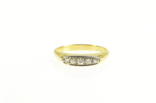 14K 1930's Diamond 0.21 Ctw Classic Wedding Band Ring Yellow Gold
