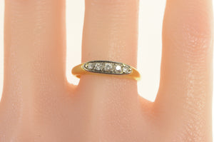 14K 1930's Diamond 0.21 Ctw Classic Wedding Band Ring Yellow Gold