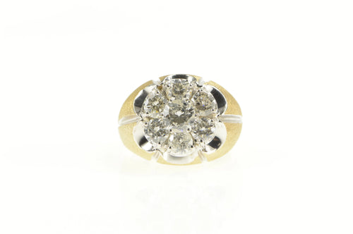 14K 3.00 Ctw Retro Ornate Diamond Cluster Ring Yellow Gold