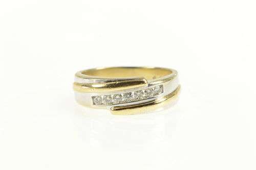 14K 0.32 Ctw Diamond Two Tone Wedding Band Ring Yellow Gold