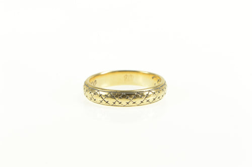 14K Victorian Etched Lattice Pattern Wedding Band Ring Yellow Gold
