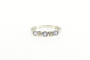 14K Tanzanite Diamond Accent Classic Wedding Band Ring White Gold