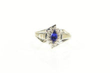 Load image into Gallery viewer, 10K Marquise Syn. Sapphire Diamond Accent Bypass Ring White Gold