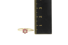 Load image into Gallery viewer, 10K Diamond Ruby Flower Halo Cluster Promise Ring Yellow Gold
