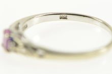 Load image into Gallery viewer, 14K Pink Sapphire Diamond Accent Scroll Filigree Ring White Gold