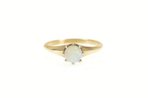 14K Victorian Ornate Opal Classic Engagement Ring Yellow Gold