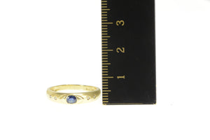 14K Round Sapphire Diamond Accent Engagement Ring Yellow Gold