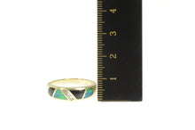 Load image into Gallery viewer, 14K Diamond Black Opal &amp; Onyx Inlay Band Ring Yellow Gold