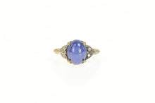 Load image into Gallery viewer, 14K Oval Syn. Blue Star Sapphire Diamond Retro Ring White Gold