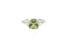 Load image into Gallery viewer, Sterling Silver Three Stone Syn. Prasiolite CZ Statement Ring