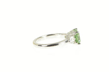 Load image into Gallery viewer, Sterling Silver Three Stone Syn. Prasiolite CZ Statement Ring