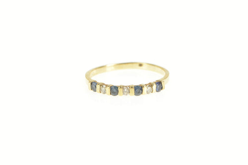 10K Sapphire Diamond Classic Wedding Band Ring Yellow Gold