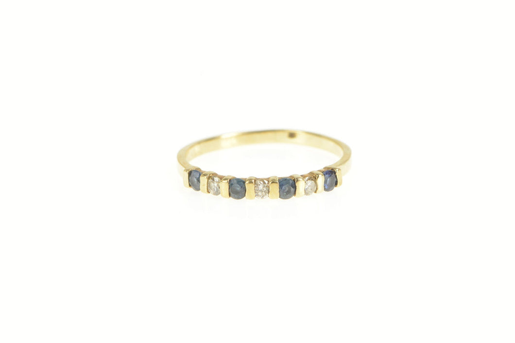10K Sapphire Diamond Classic Wedding Band Ring Yellow Gold
