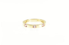 Load image into Gallery viewer, 14K Three Stone Pink Topaz Classic Wedding Band Ring Yellow Gold