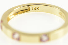 Load image into Gallery viewer, 14K Three Stone Pink Topaz Classic Wedding Band Ring Yellow Gold