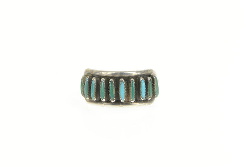 Sterling Silver Native American Navajo Turquoise Inset Band Ring