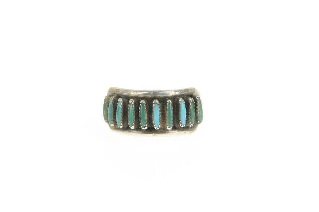Sterling Silver Native American Navajo Turquoise Inset Band Ring