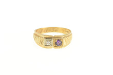 Load image into Gallery viewer, 14K 1950&#39;s Sapphire Diamond Squared Statement Ring Yellow Gold