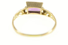 Load image into Gallery viewer, 14K Emerald Cut Amethyst Ornate Vine Leaf Ring Yellow Gold