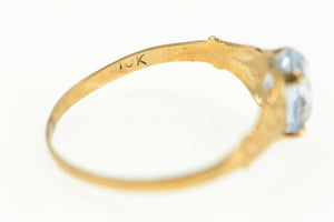 10K Oval Sim. Topaz Ornate Baby's Child Ring Yellow Gold