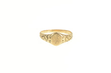 Load image into Gallery viewer, 14K Victorian Ornate A Monogram Initial Name Child&#39;s Ring Yellow Gold