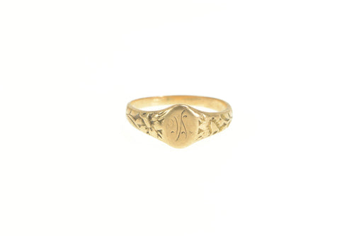 14K Victorian Ornate A Monogram Initial Name Child's Ring Yellow Gold