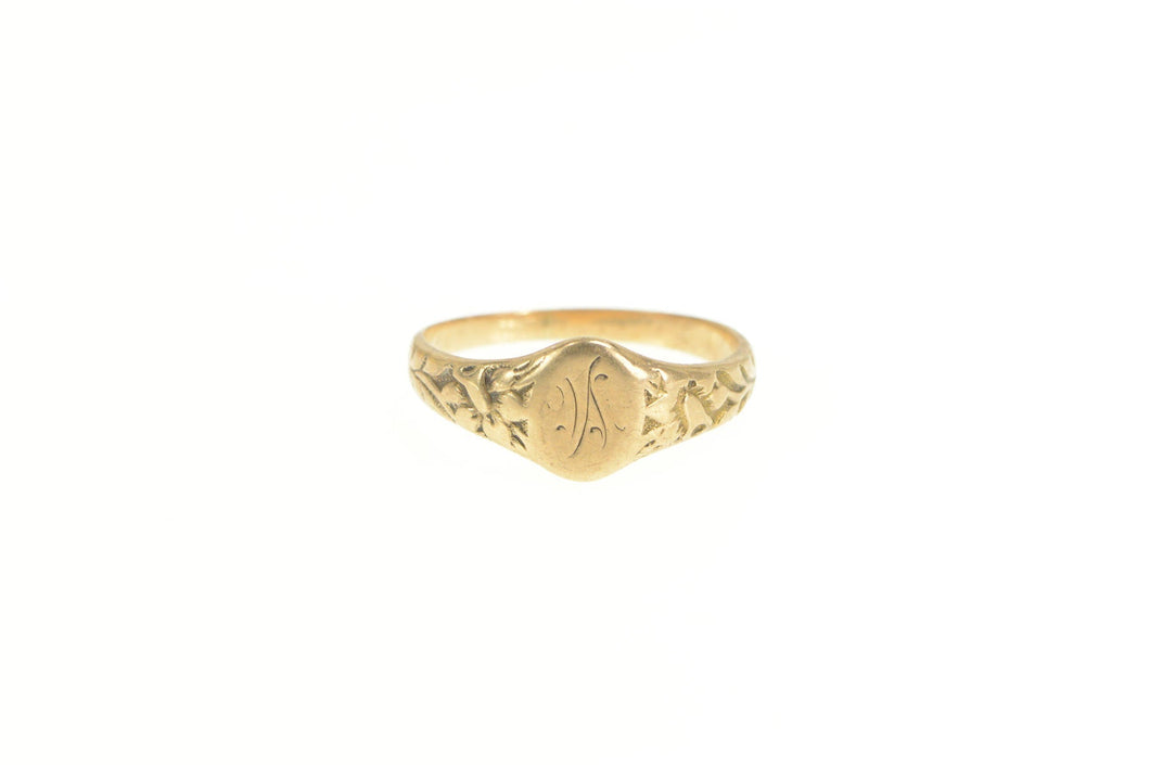 14K Victorian Ornate A Monogram Initial Name Child's Ring Yellow Gold