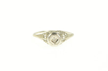 Load image into Gallery viewer, 14K Art Deco Filigree Diamond Promise Engagement Ring White Gold