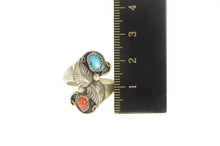Load image into Gallery viewer, Sterling Silver Navajo Turquoise Coral Native American Wrap Ring