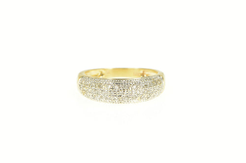 14K Pave Diamond Encrusted Statement Band Ring Yellow Gold