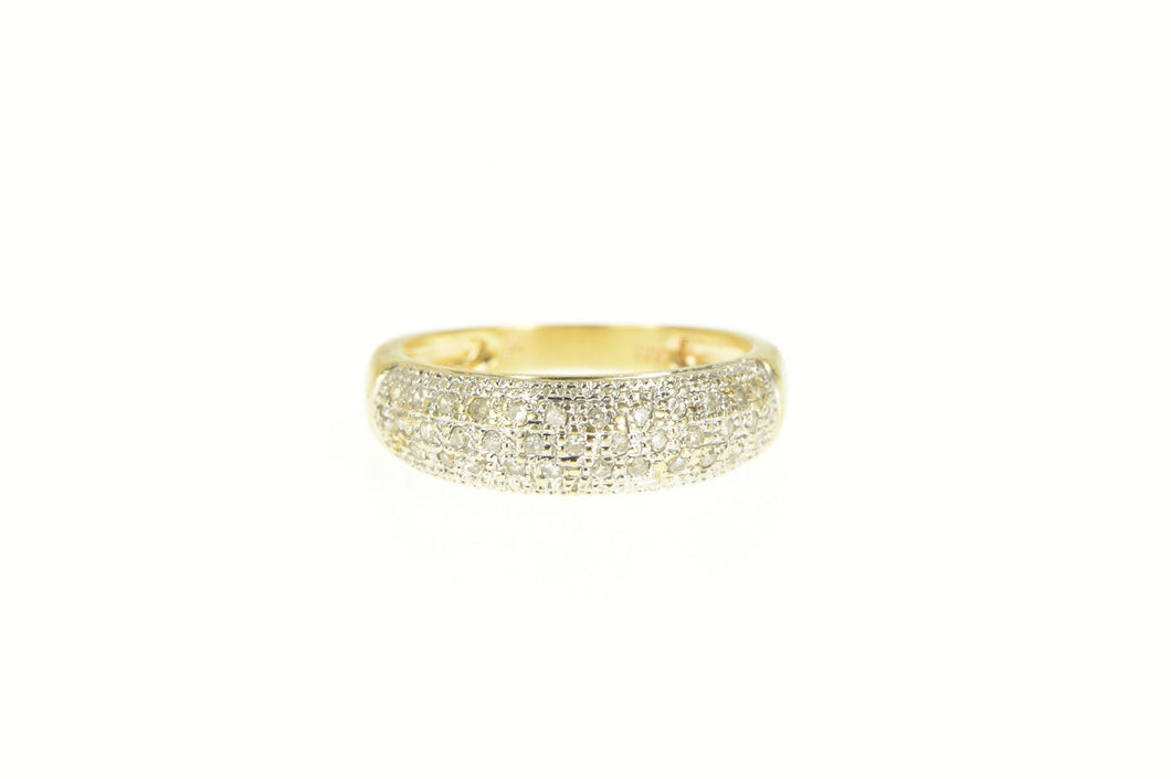 14K Pave Diamond Encrusted Statement Band Ring Yellow Gold
