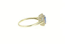 Load image into Gallery viewer, 14K Oval Syn. Tanzanite Halo Travel Engagement Ring White Gold