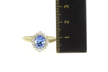 Load image into Gallery viewer, 14K Oval Syn. Tanzanite Halo Travel Engagement Ring White Gold