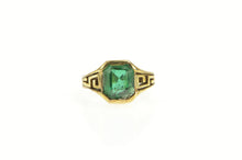 Load image into Gallery viewer, 10K Emerald Cut Sim. Emerald Art Deco Ring Yellow Gold