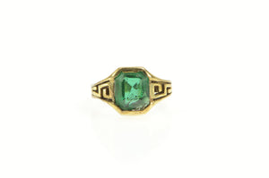 10K Emerald Cut Sim. Emerald Art Deco Ring Yellow Gold
