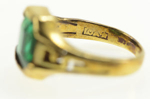 10K Emerald Cut Sim. Emerald Art Deco Ring Yellow Gold