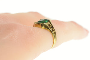 10K Emerald Cut Sim. Emerald Art Deco Ring Yellow Gold