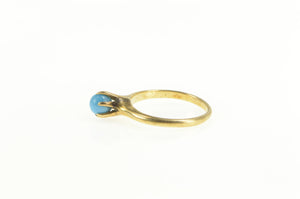 14K Victorian Turquoise Inset Solitaire Statement Ring Yellow Gold