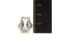 Load image into Gallery viewer, 14K Art Deco Amethyst Ornate Filigree Statement Ring White Gold
