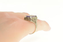 Load image into Gallery viewer, 14K Art Deco Amethyst Ornate Filigree Statement Ring White Gold